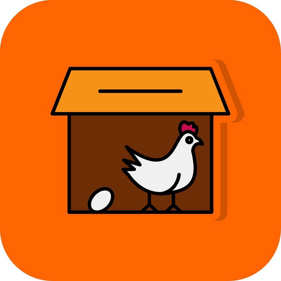 poulet coopérative rempli Orange Contexte icône vecteur