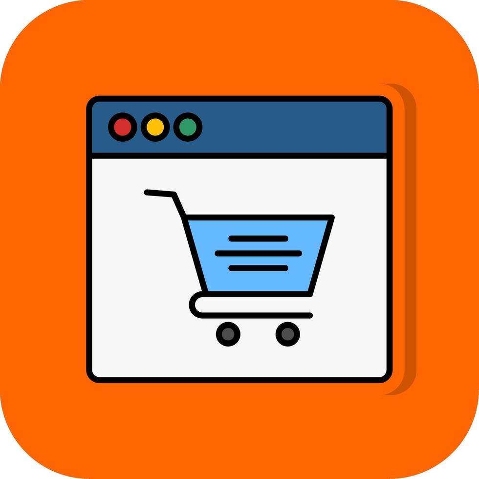 en ligne achats rempli Orange Contexte icône vecteur