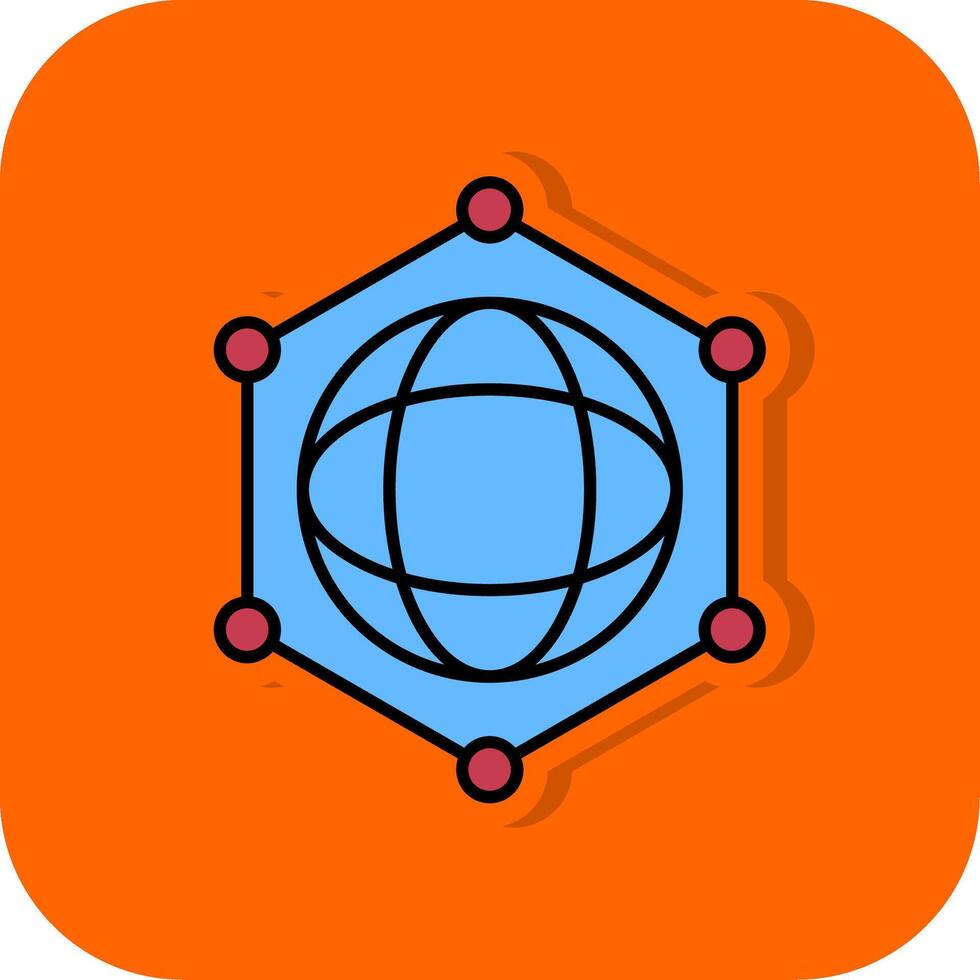 réseau rempli Orange Contexte icône vecteur