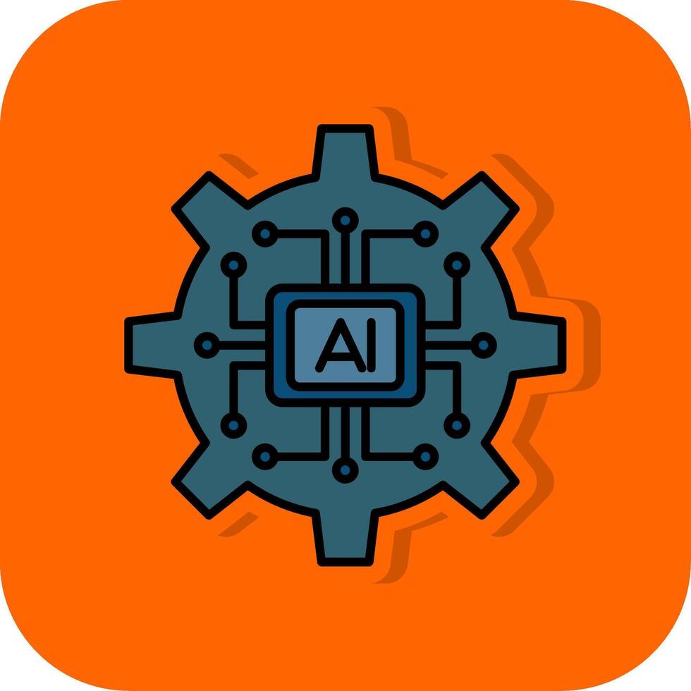 artificiel intelligence rempli Orange Contexte icône vecteur