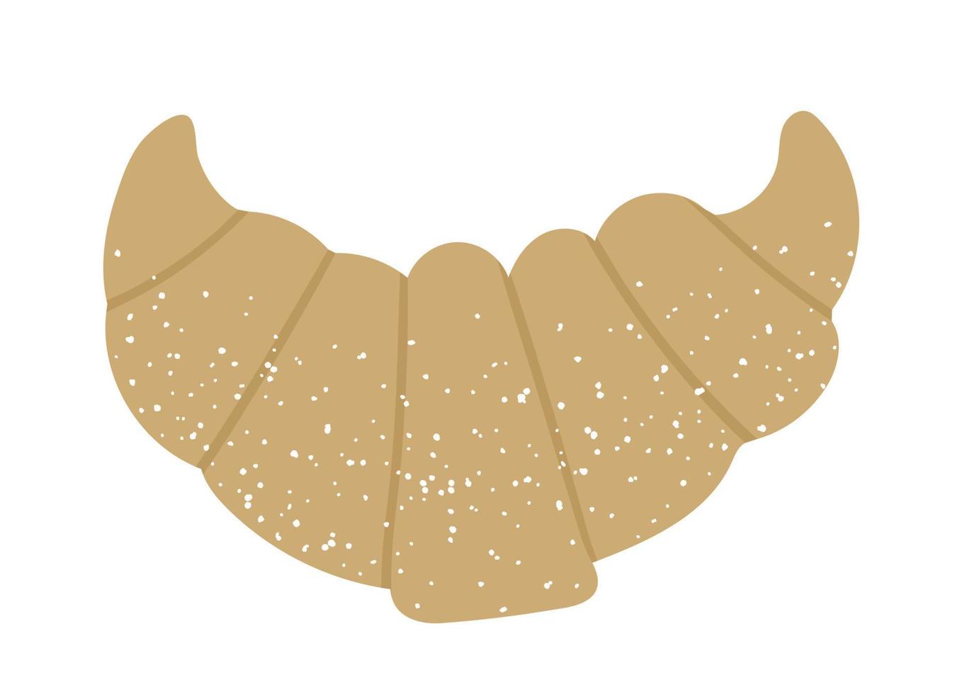 illustration vectorielle de croissant plat. icône de la pâtisserie française. Rouleau de petit-déjeuner texturé plat isolé sur fond blanc vecteur