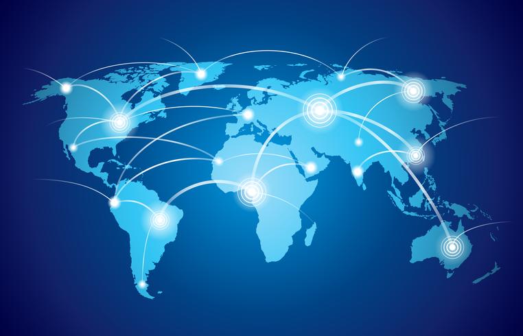 Carte du monde avec réseau mondial vecteur