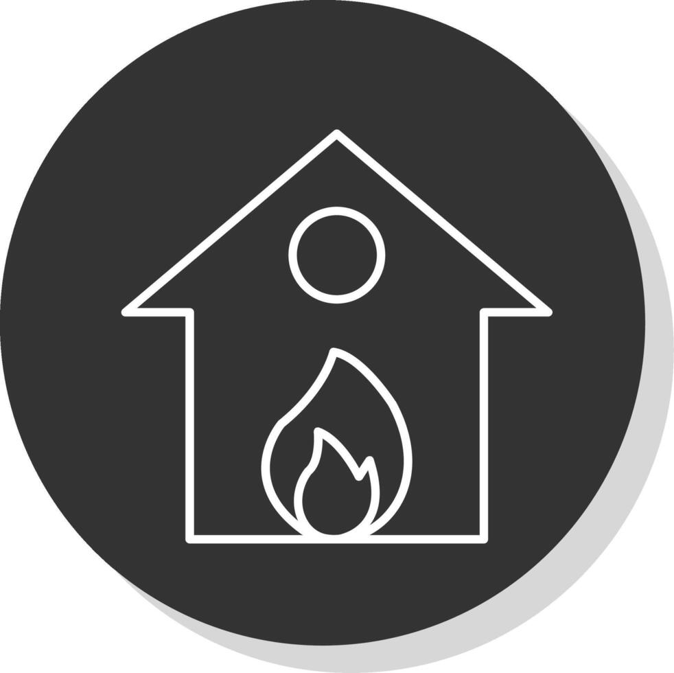 brûlant maison ligne gris cercle icône vecteur