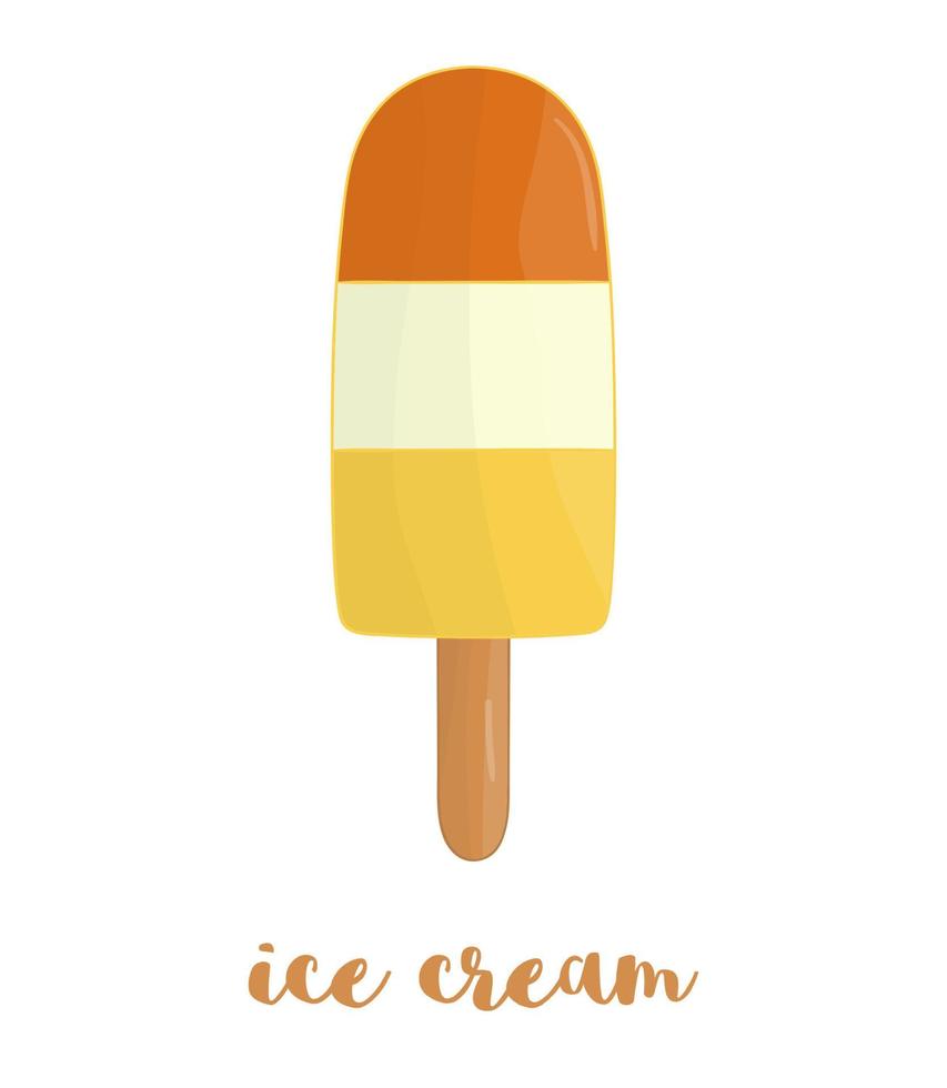 illustration vectorielle de glace colorée. dessert d'été sucré. dessin de glace isolé sur fond blanc. vecteur