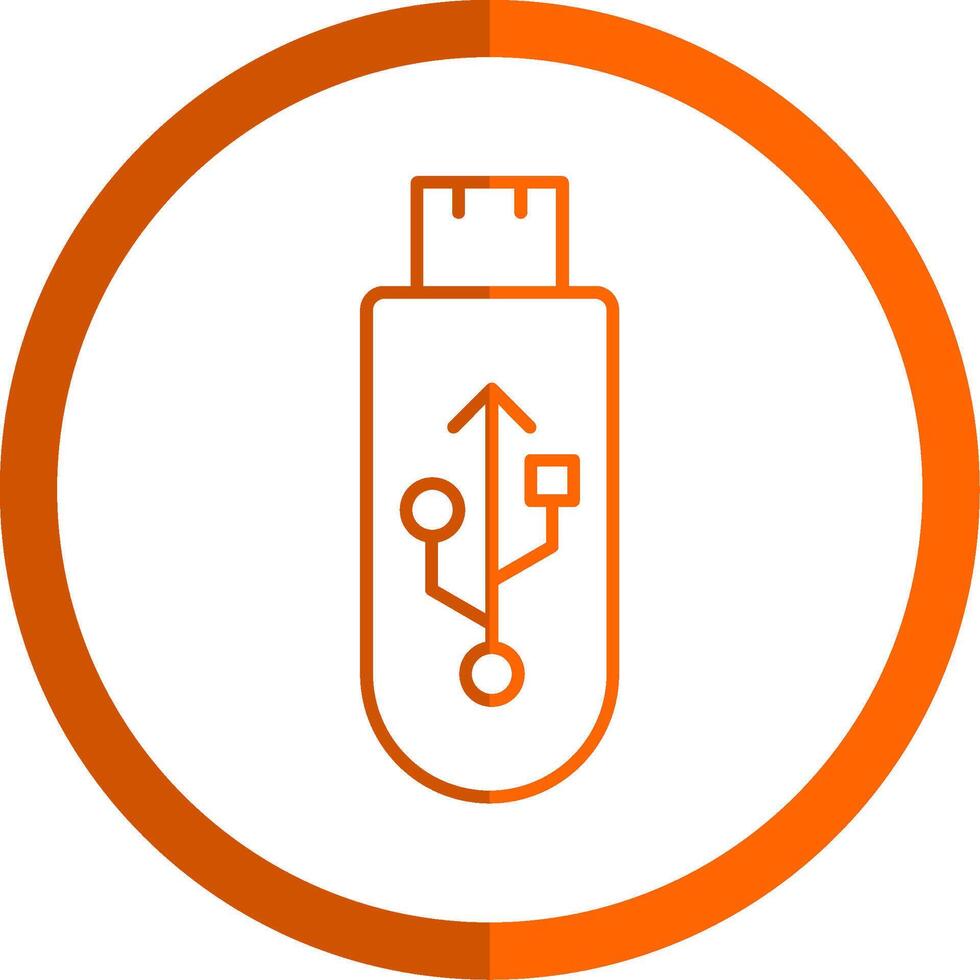 USB ligne Orange cercle icône vecteur