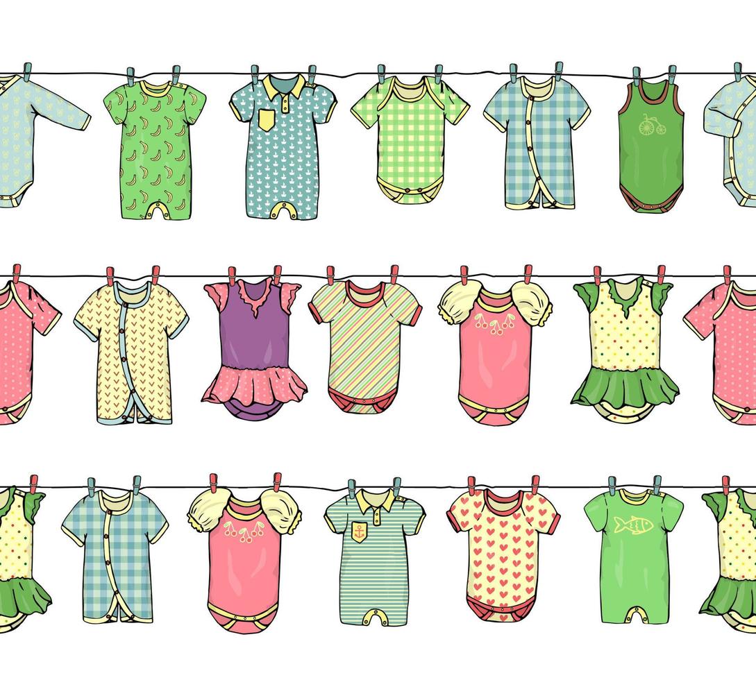 bordure de vêtements de bébé vecteur