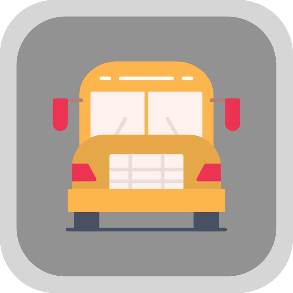 école autobus plat rond coin icône vecteur