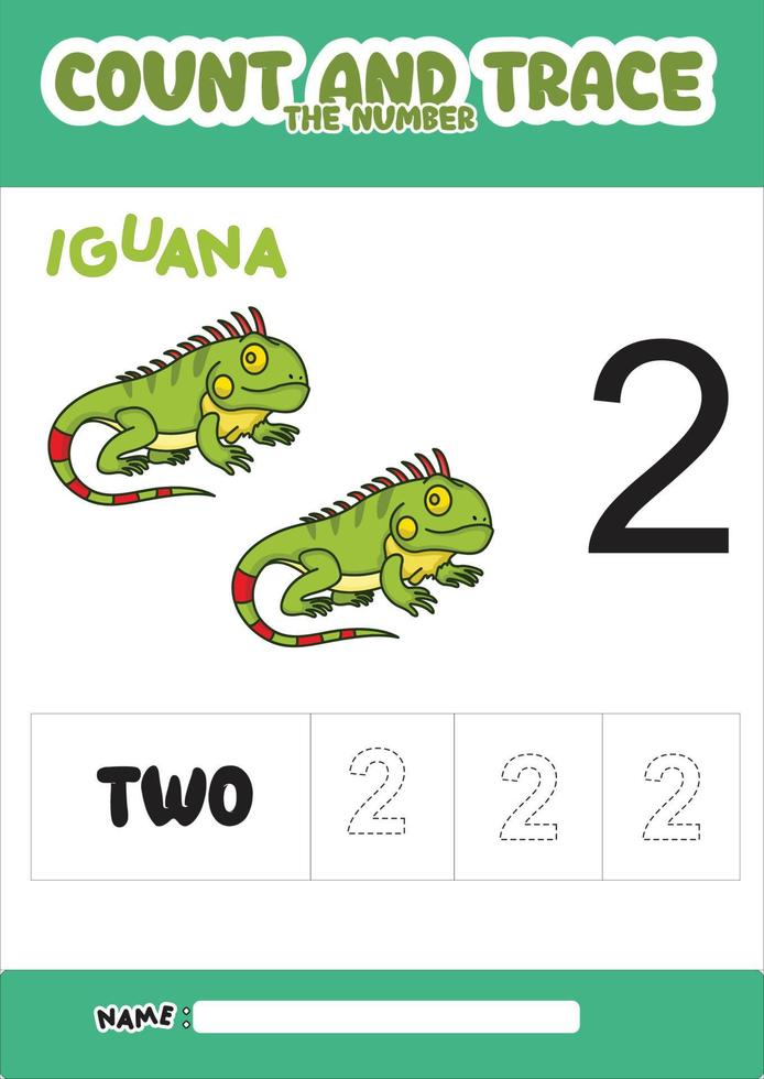 numéro trace et couleur iguane numéro 2 vecteur