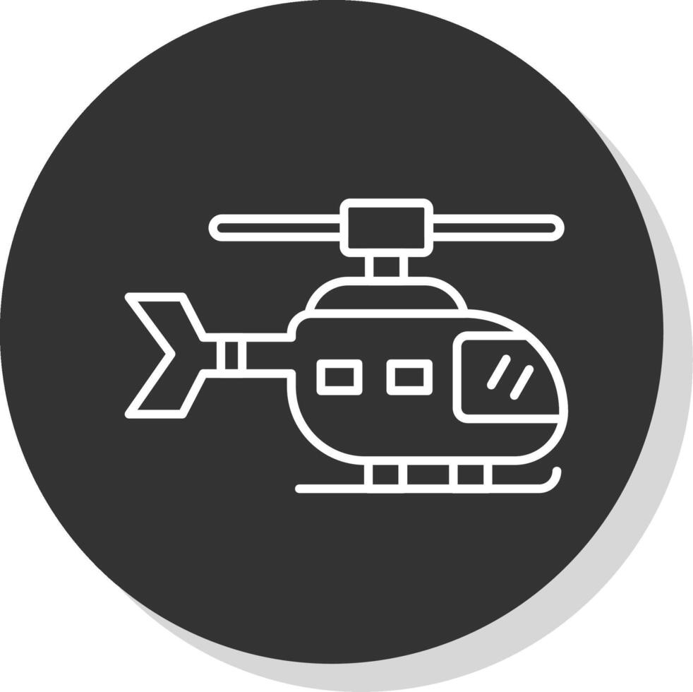 hélicoptère ligne gris cercle icône vecteur