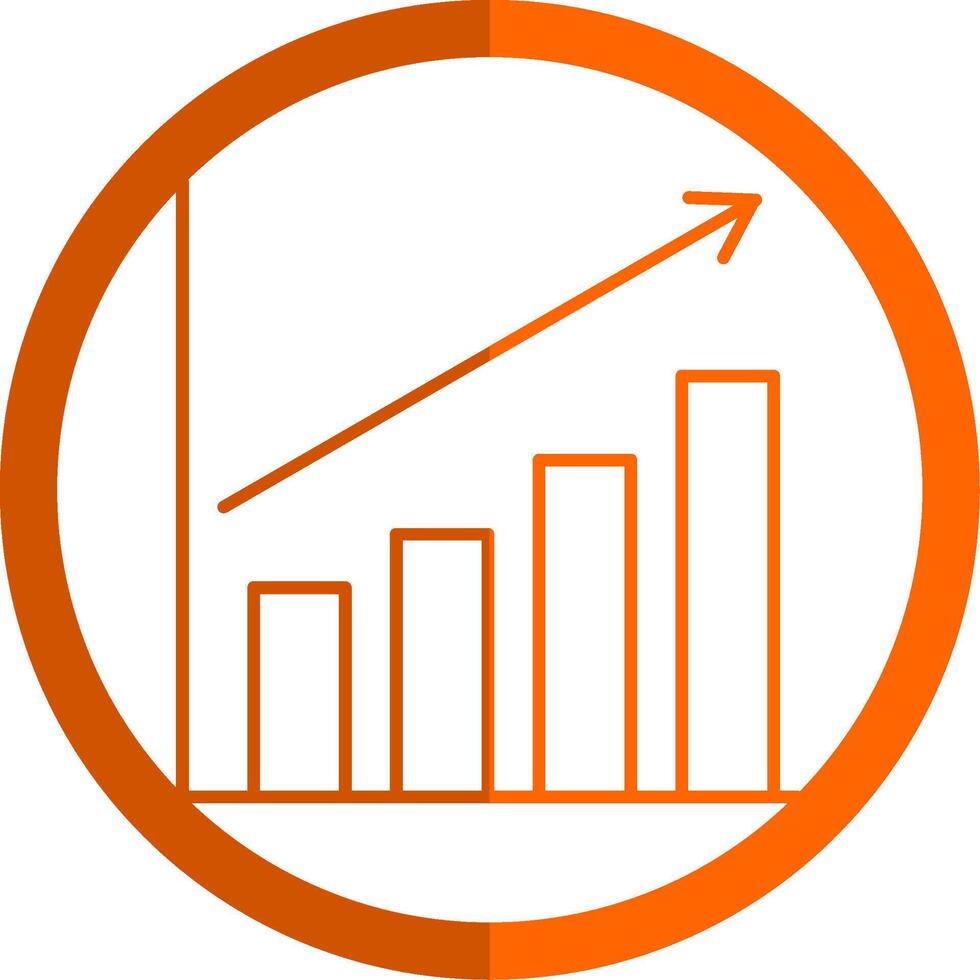 bar graphique ligne Orange cercle icône vecteur