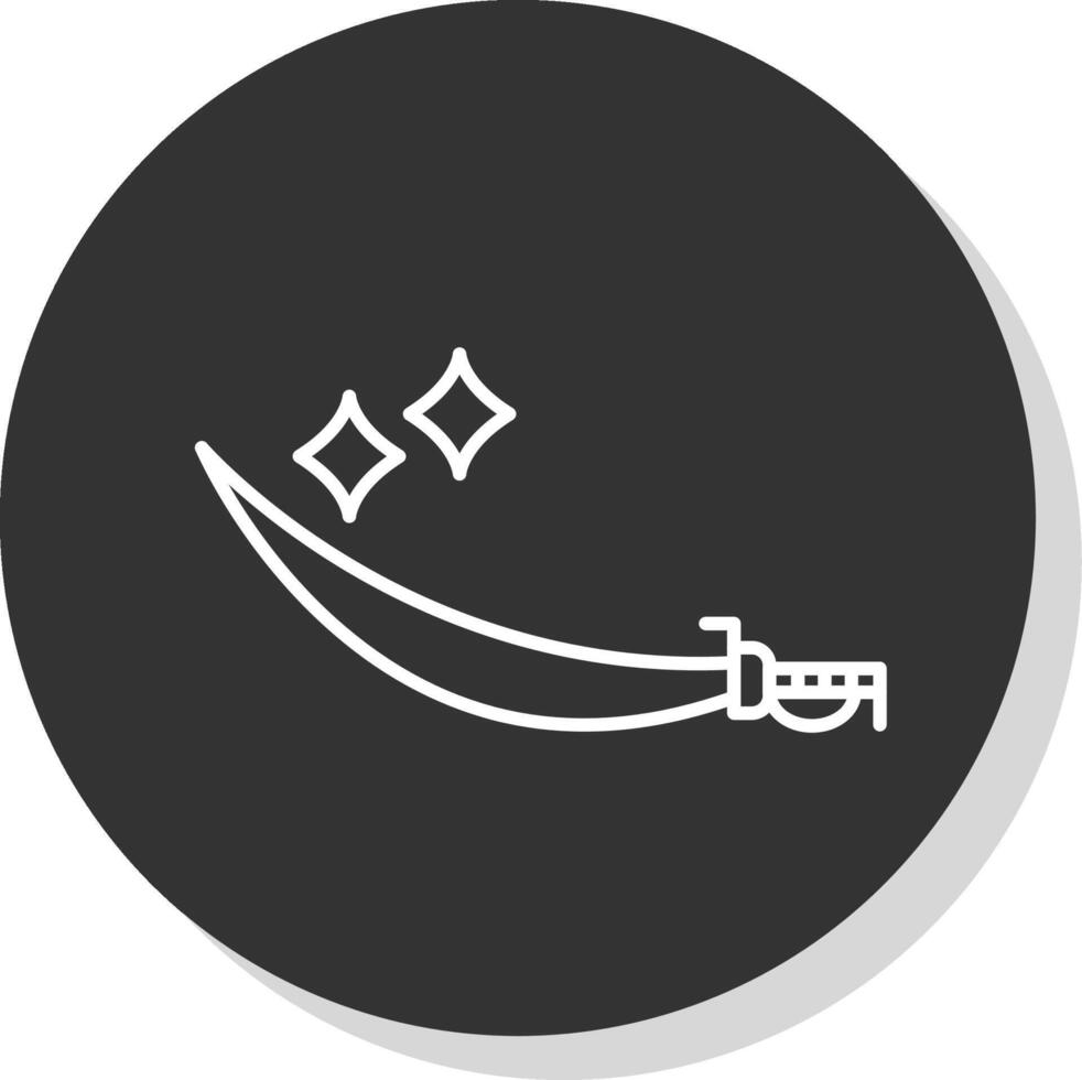 épée ligne gris cercle icône vecteur