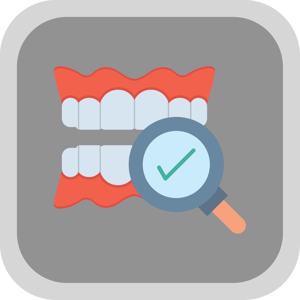 dentaire vérification plat rond coin icône vecteur