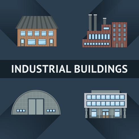 Icônes de bâtiment industriel et commercial vecteur