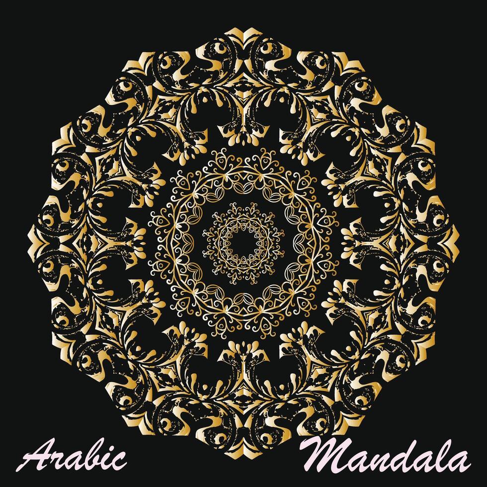 Créatif d'or floral arabe mandala Contexte modèle vecteur