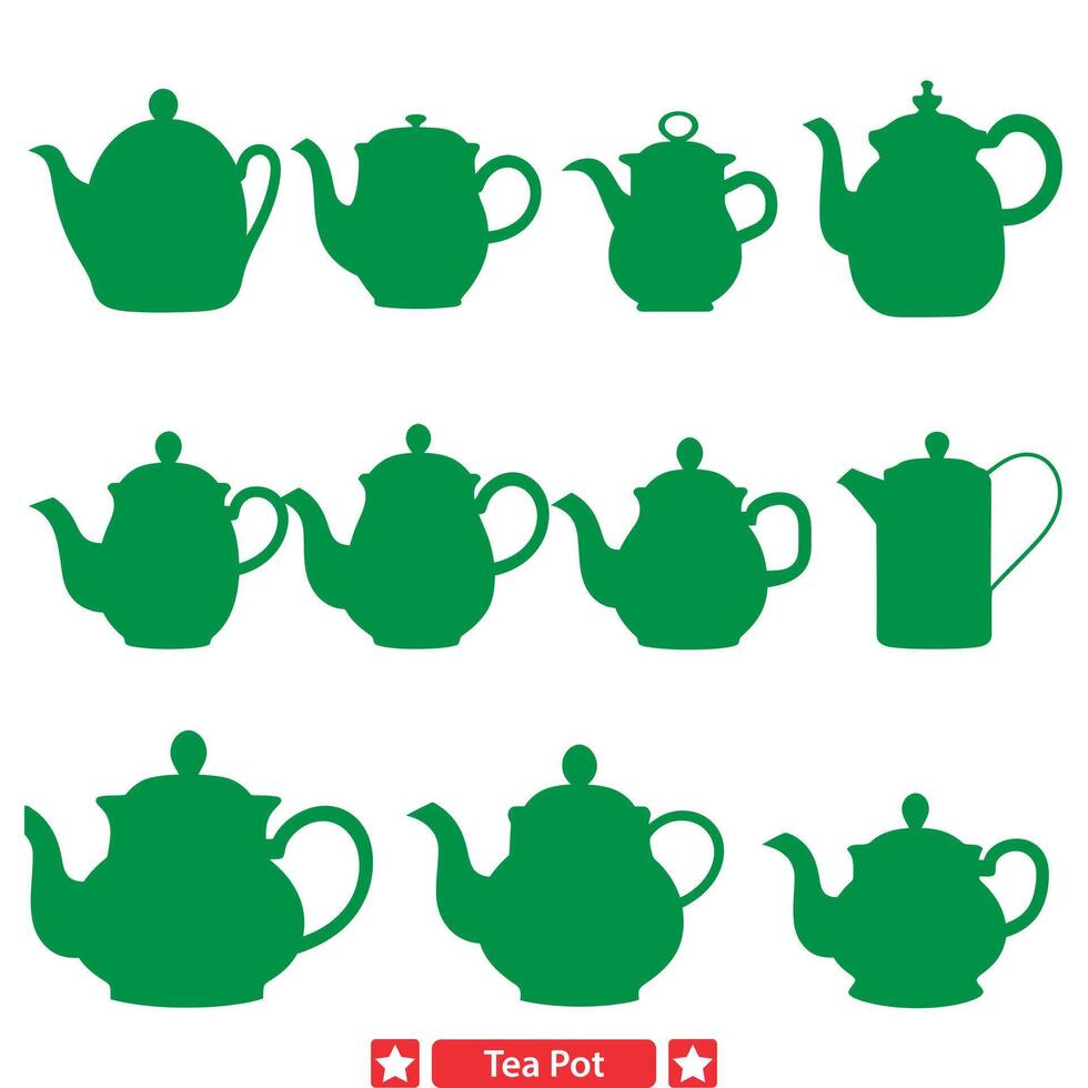 classique thé pot formes intemporel dessins pour votre projets vecteur