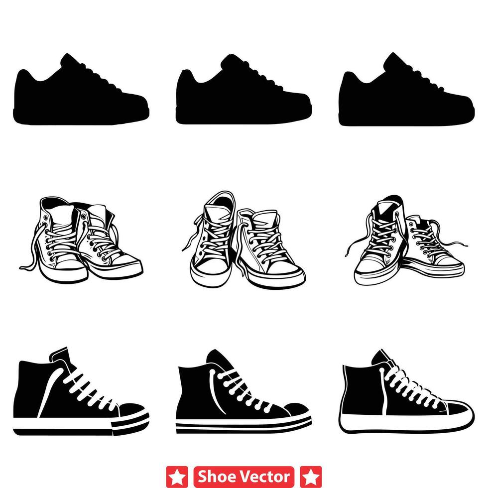 élégant et branché chaussure illustration assortiment pour designers vecteur