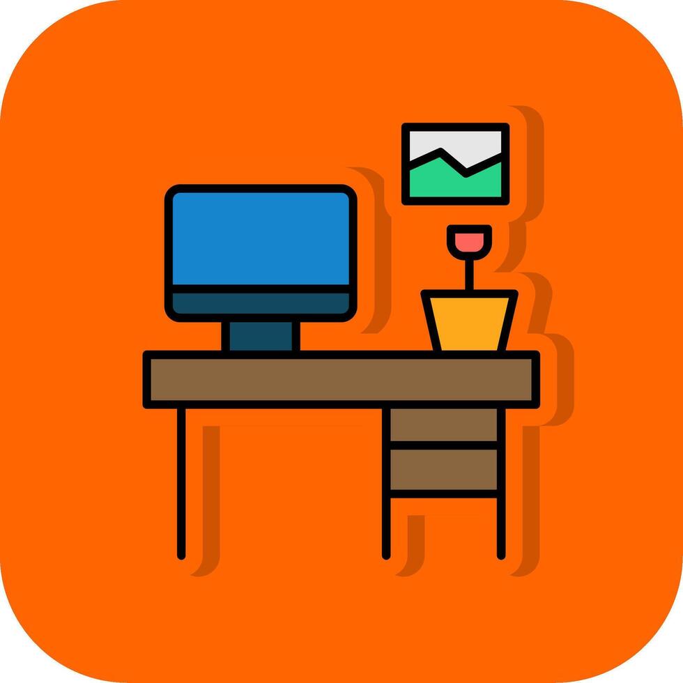 Table de travail rempli Orange Contexte icône vecteur