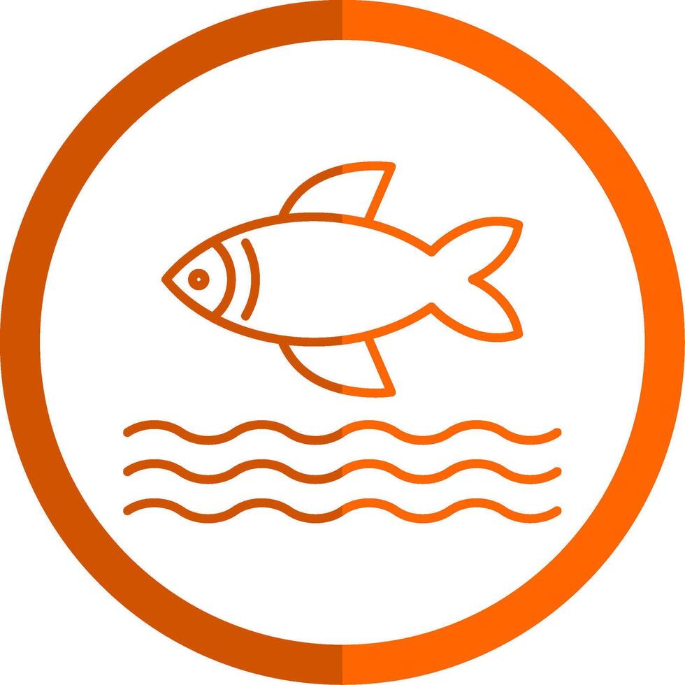 poisson ligne Orange cercle icône vecteur