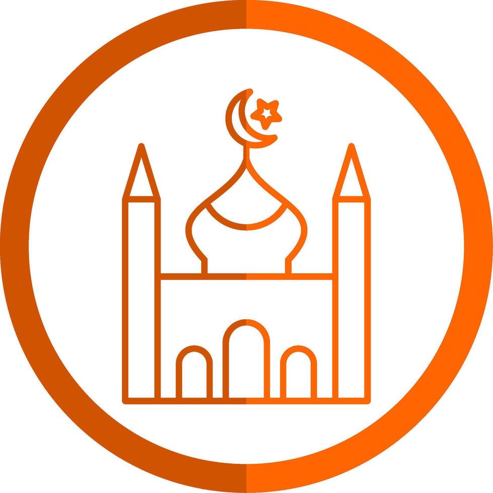 mosquée ligne Orange cercle icône vecteur