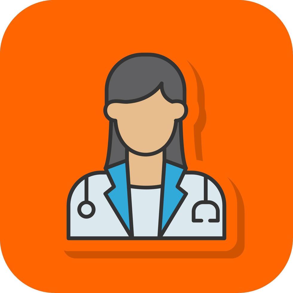 femelle médecin rempli Orange Contexte icône vecteur