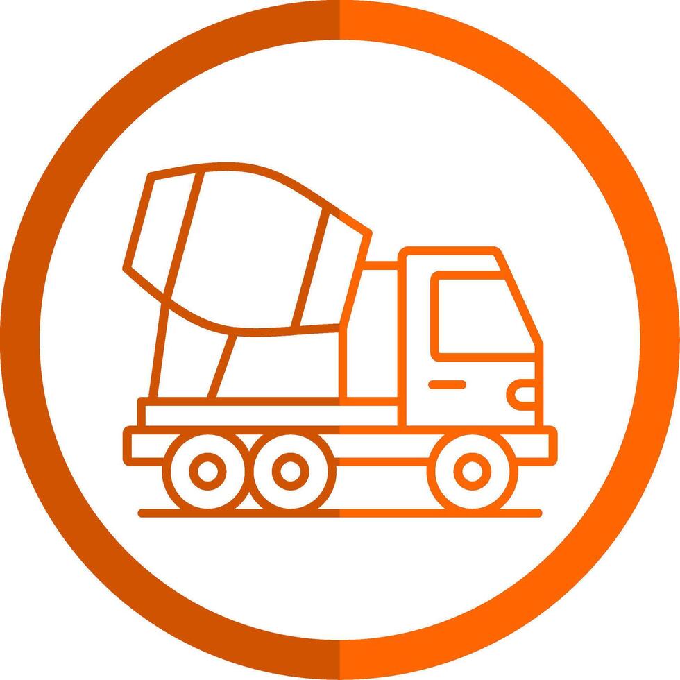 béton mixer un camion ligne Orange cercle icône vecteur