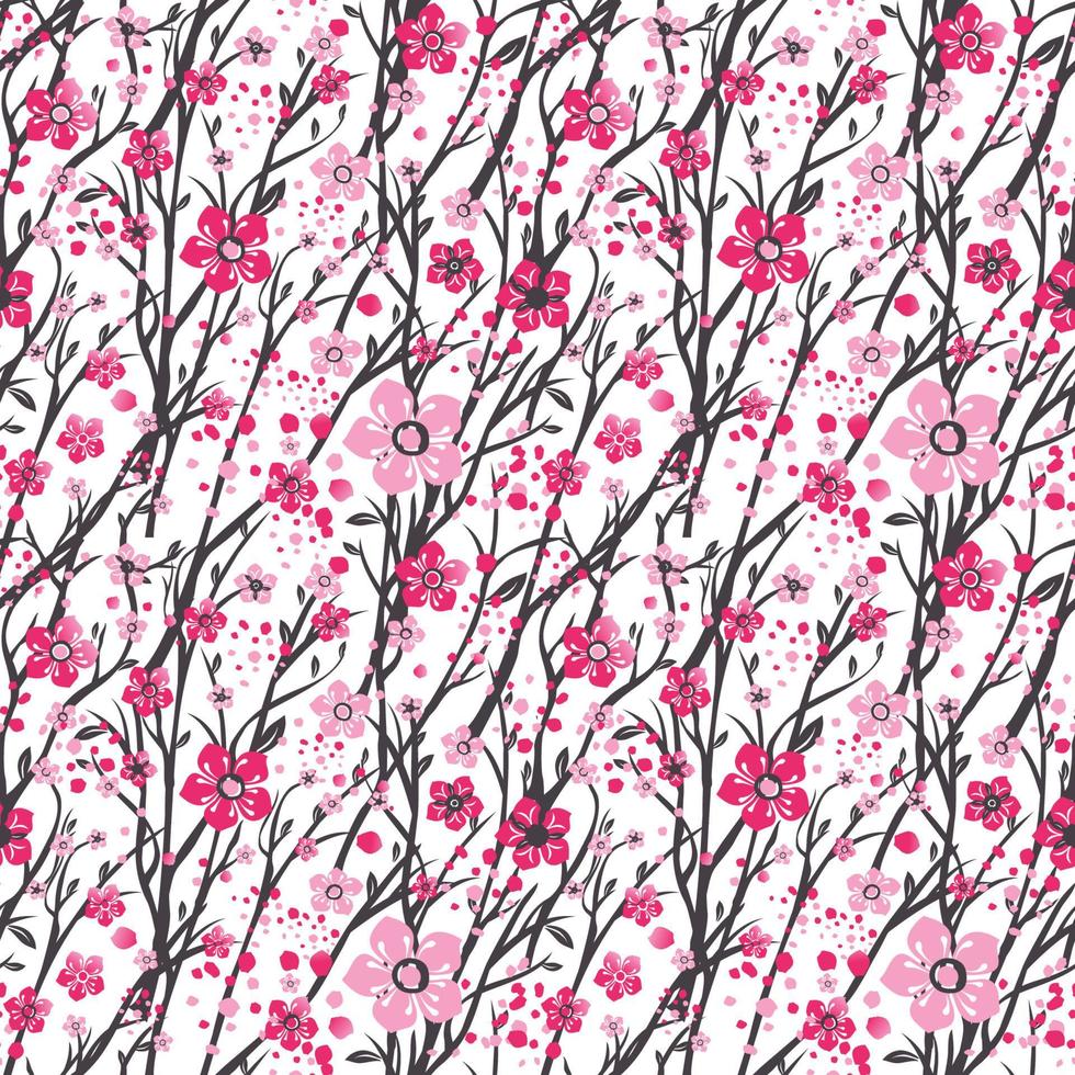 branche de cerisier sakura japon avec illustration vectorielle de fleurs épanouies. modèle sans couture. vecteur