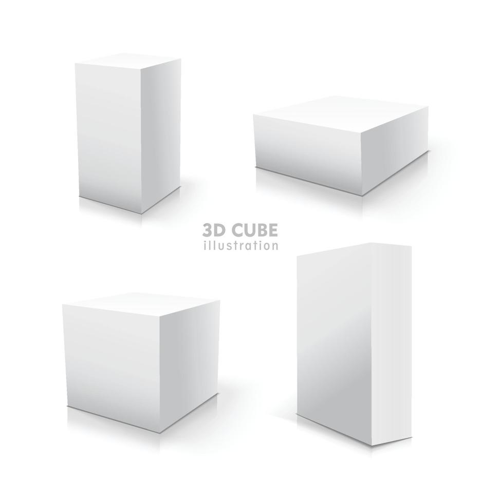 ensemble de cubes vectoriels blancs. vecteur stock illustration 3d sans fond.