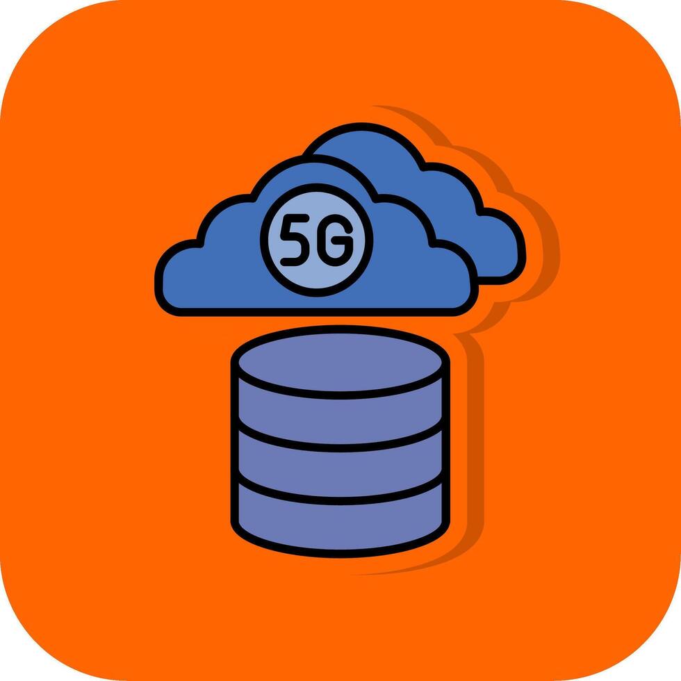nuage base de données rempli Orange Contexte icône vecteur