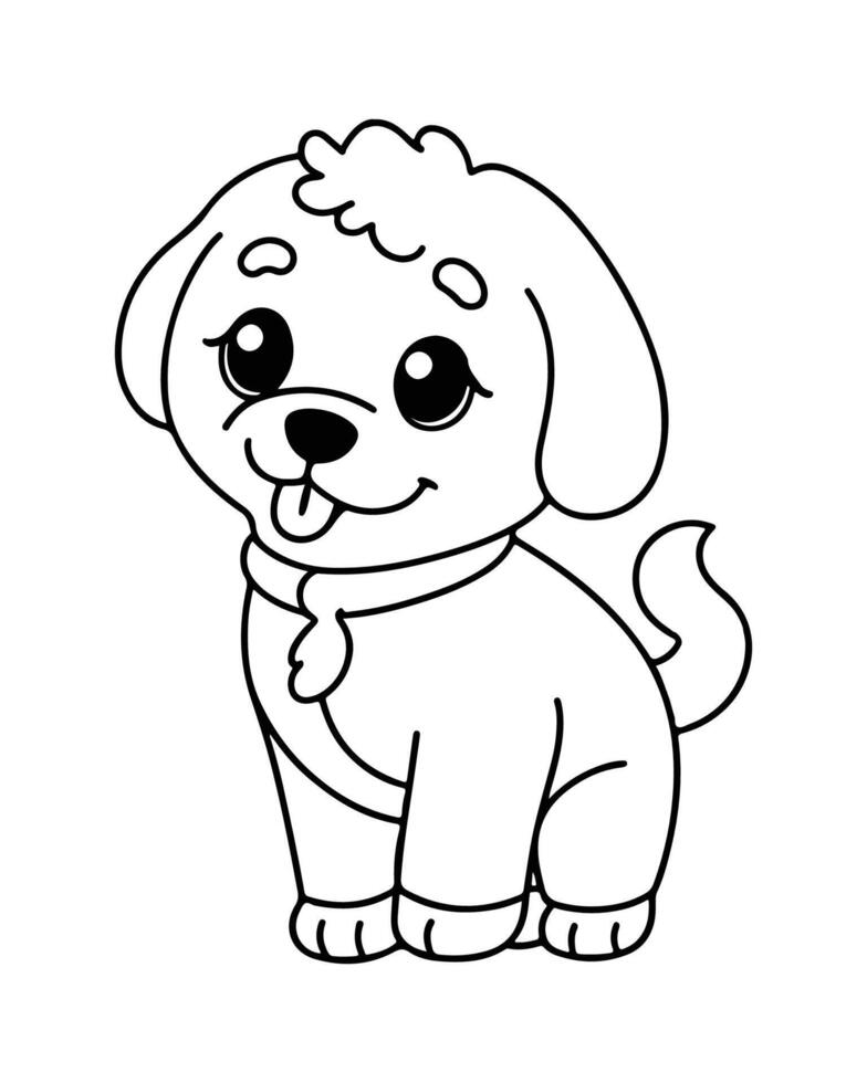 mignonne chien coloration pages, chien noir et blanc illustration vecteur