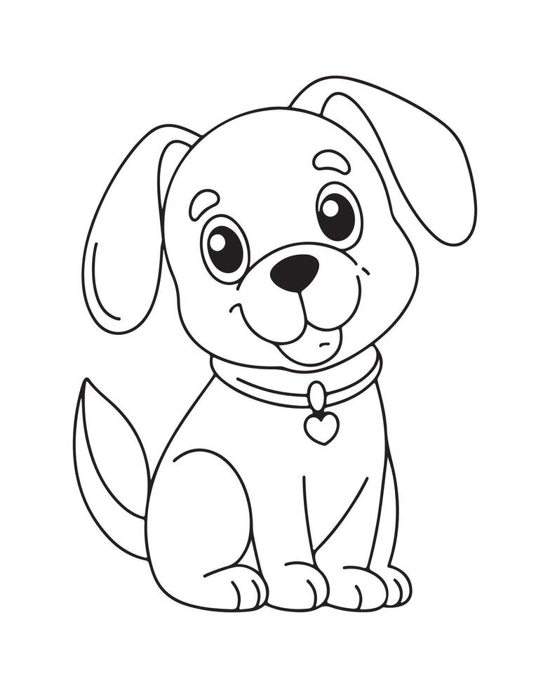 mignonne chien coloration pages pour enfants, chien illustration, chien noir et blanc vecteur