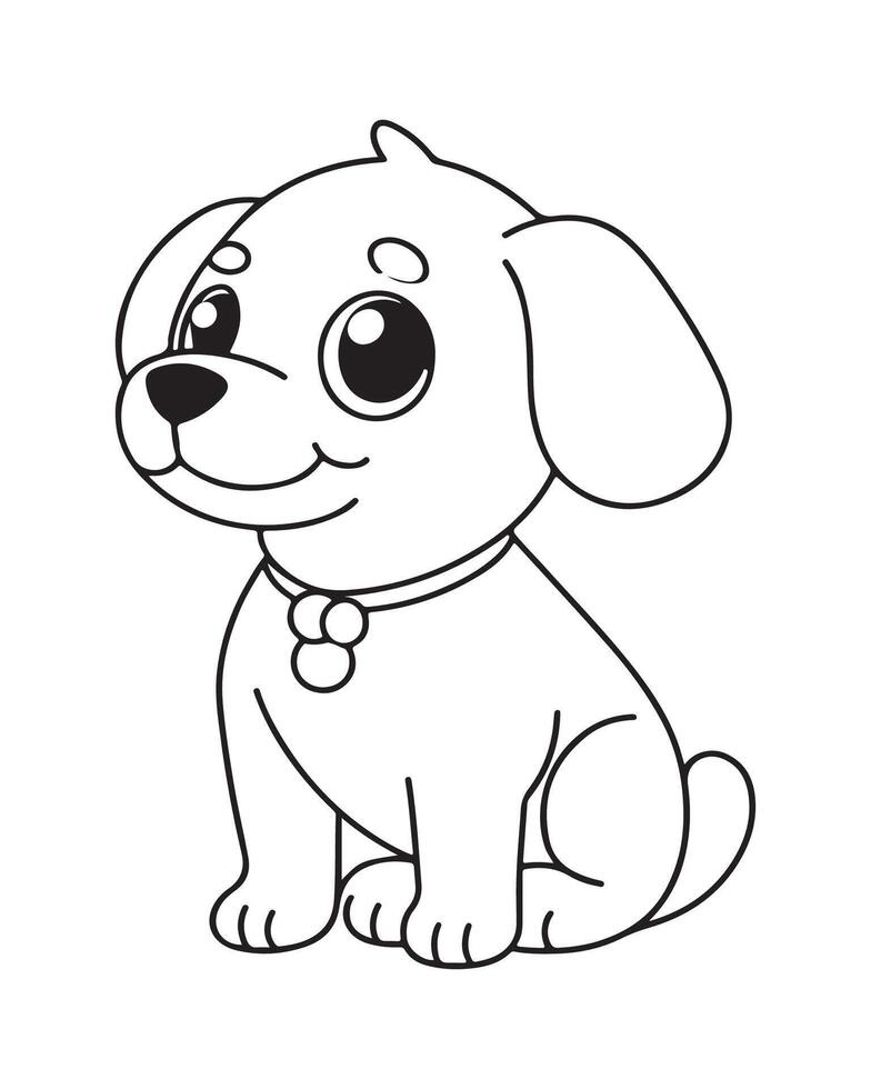 mignonne chien coloration pages pour enfants, chien illustration, chien noir et blanc vecteur