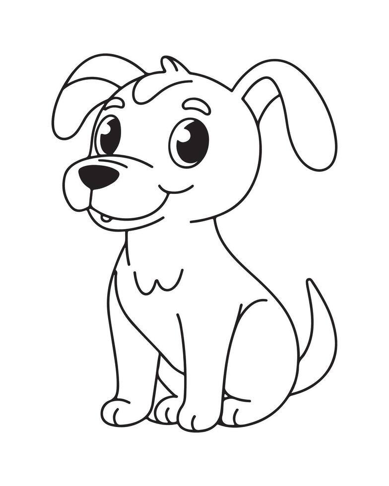 mignonne chien coloration pages, chien noir et blanc illustration vecteur