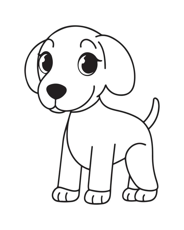 mignonne chien coloration pages pour enfants, chien illustration, chien noir et blanc vecteur