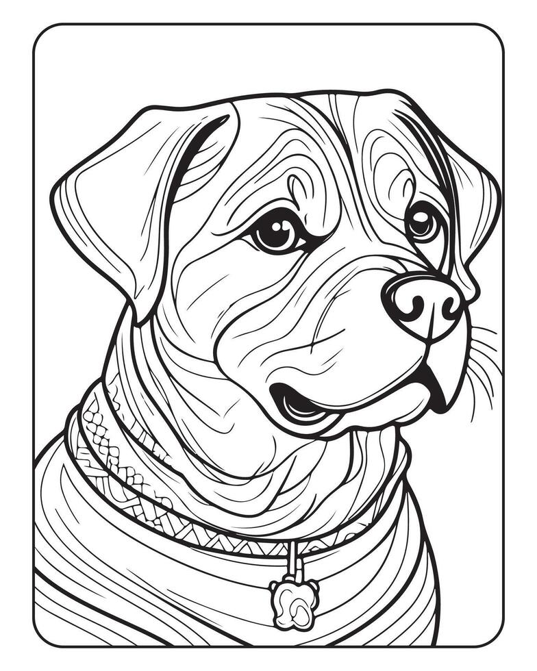 mignonne chien coloration pages pour enfants, chien illustration, chien noir et blanc vecteur