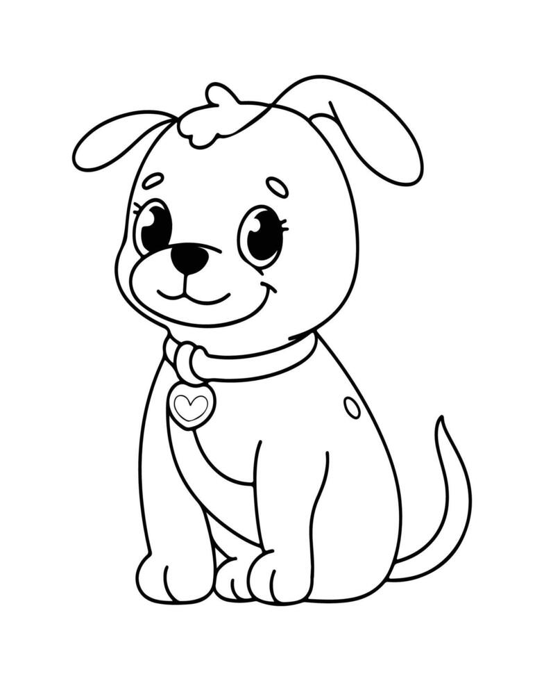 mignonne chien coloration pages pour enfants, chien illustration, chien noir et blanc vecteur