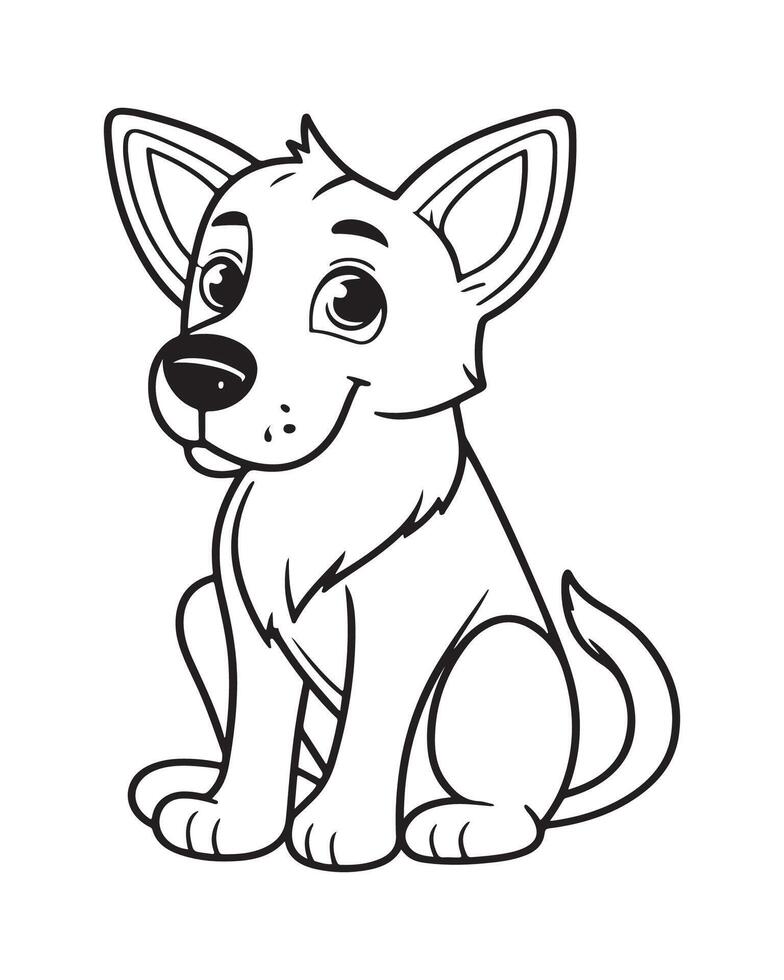 mignonne chien coloration pages, chien noir et blanc illustration vecteur