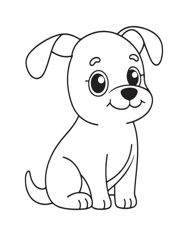 mignonne chien coloration pages, chien noir et blanc illustration vecteur