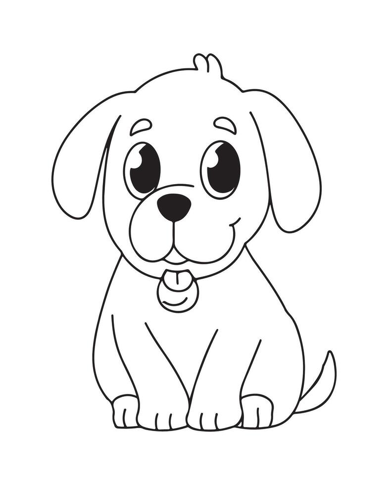 mignonne chien coloration pages pour enfants, chien illustration, chien noir et blanc vecteur