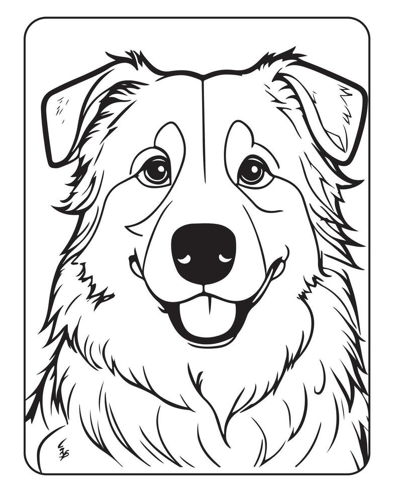 mignonne chien coloration pages pour enfants, chien illustration, chien noir et blanc vecteur