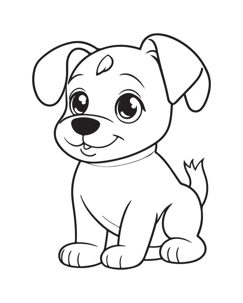 mignonne chien coloration pages pour enfants, chien illustration, chien noir et blanc vecteur