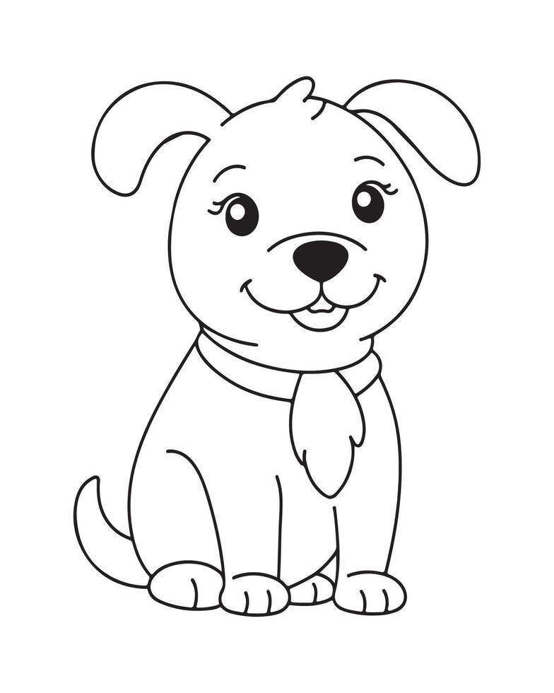 mignonne chien coloration pages, chien noir et blanc illustration vecteur