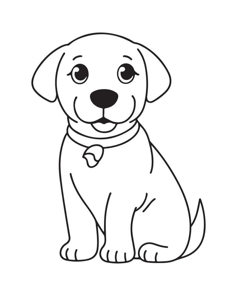 mignonne chien coloration pages pour enfants, chien illustration, chien noir et blanc vecteur