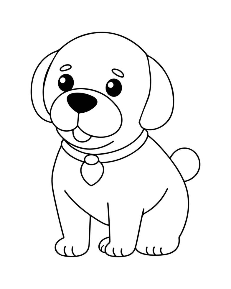 mignonne chien coloration pages pour enfants, chien illustration, chien noir et blanc vecteur