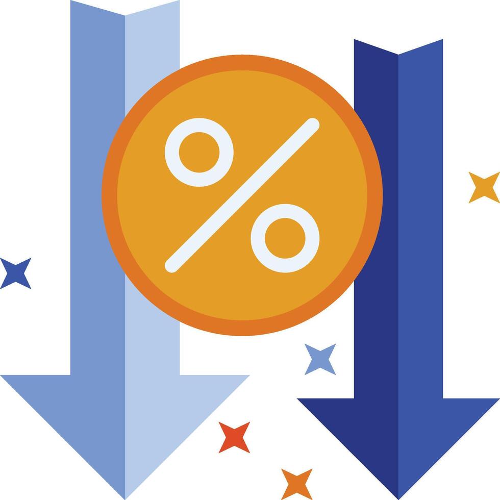 une plat icône de une pourcentage signe et flèches vecteur