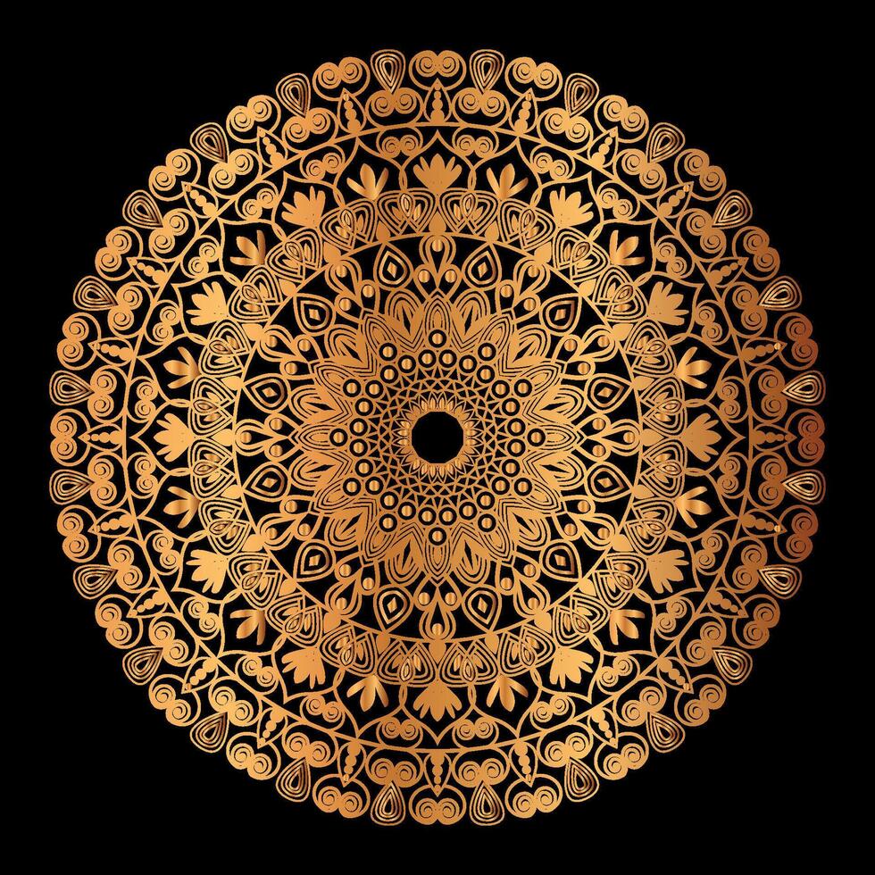 d'or mandala conception avec une noir Contexte vecteur