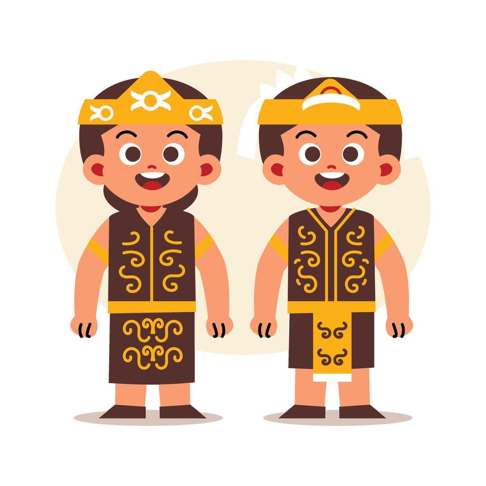 couple porter indonésien traditionnel vêtements de est kalimantan vecteur