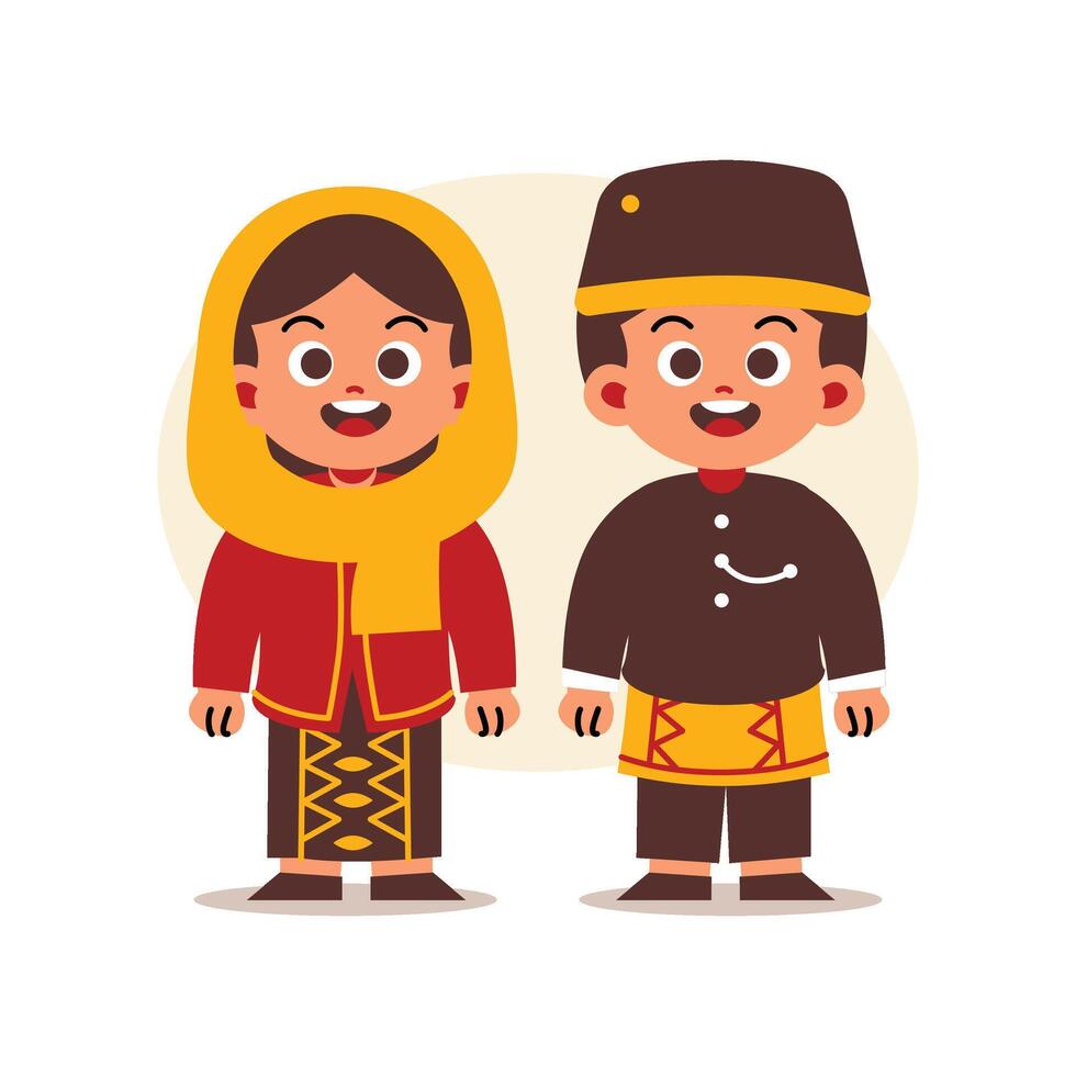 couple porter indonésien traditionnel vêtements de jakarta vecteur