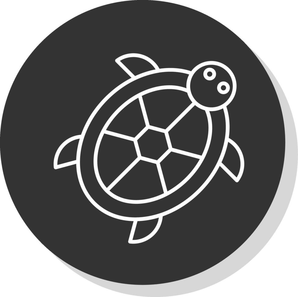 tortue ligne gris cercle icône vecteur
