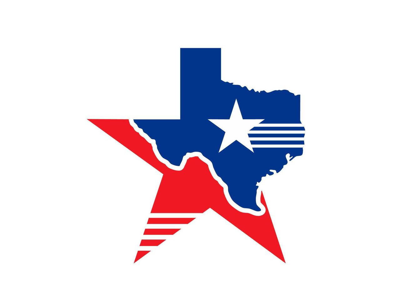 Texas Etat symbole, carte icône, Caractéristiques étoile forme vecteur