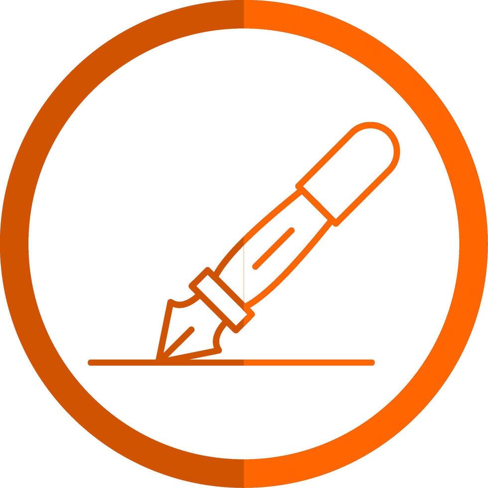 Fontaine stylo ligne Orange cercle icône vecteur